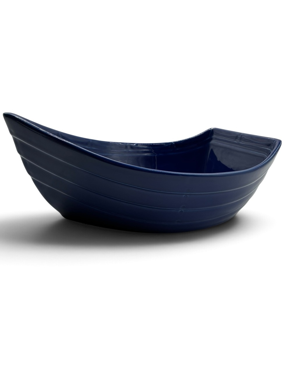 Vintage BCI Appolia France Cobalt Blue Ceramic Boat Baker Serving Dish 2 Liters